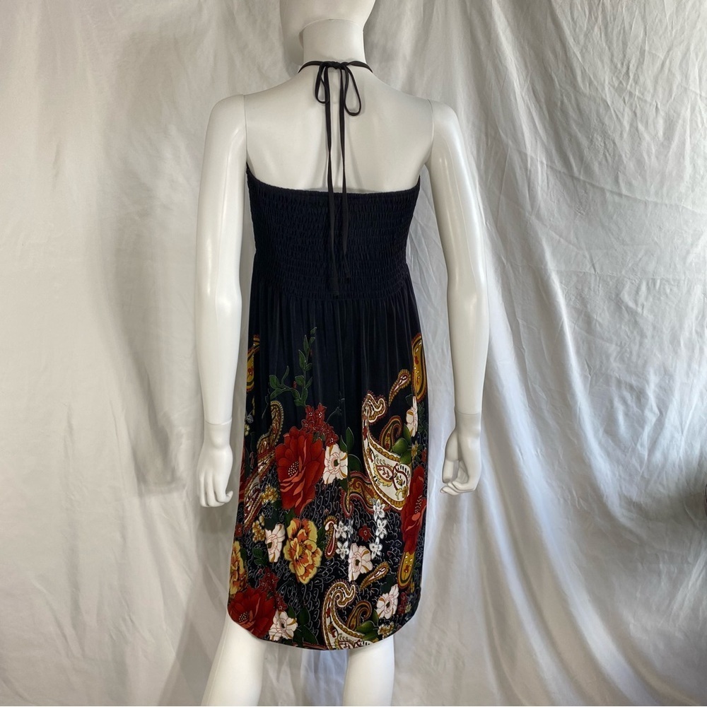 Cristina Love Black Paisley Floral Shirred Halter Dress - Picture 3 of 6